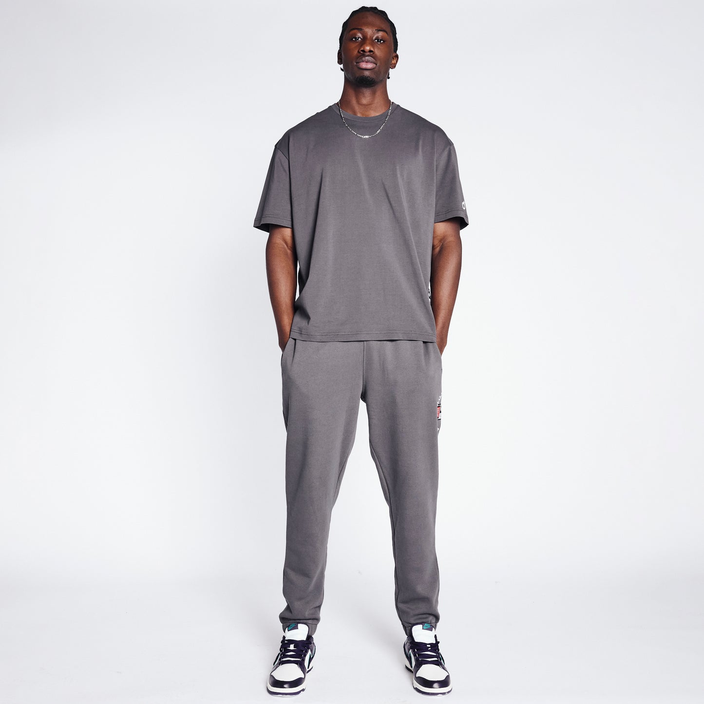 Badged Basket Joggers - Dark Grey