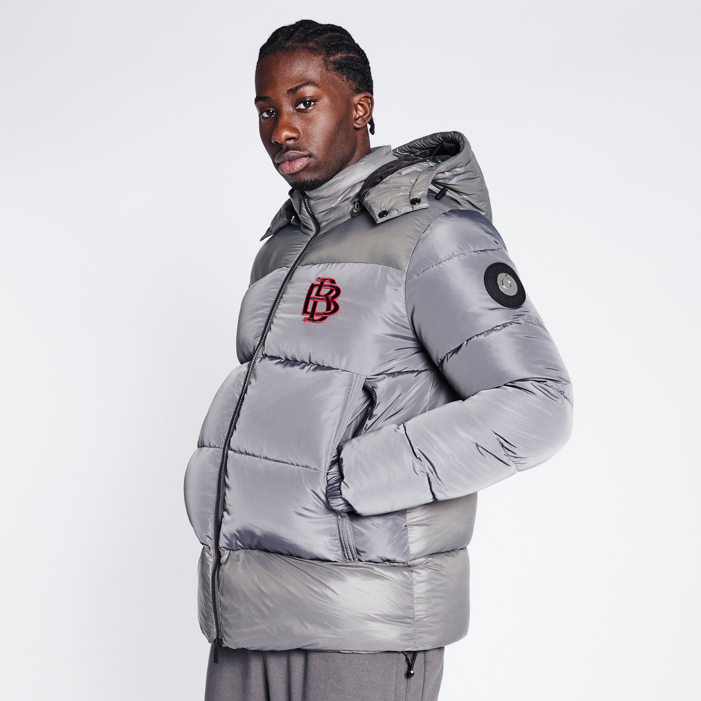 Short Puffer Jacket - Metallic Silver