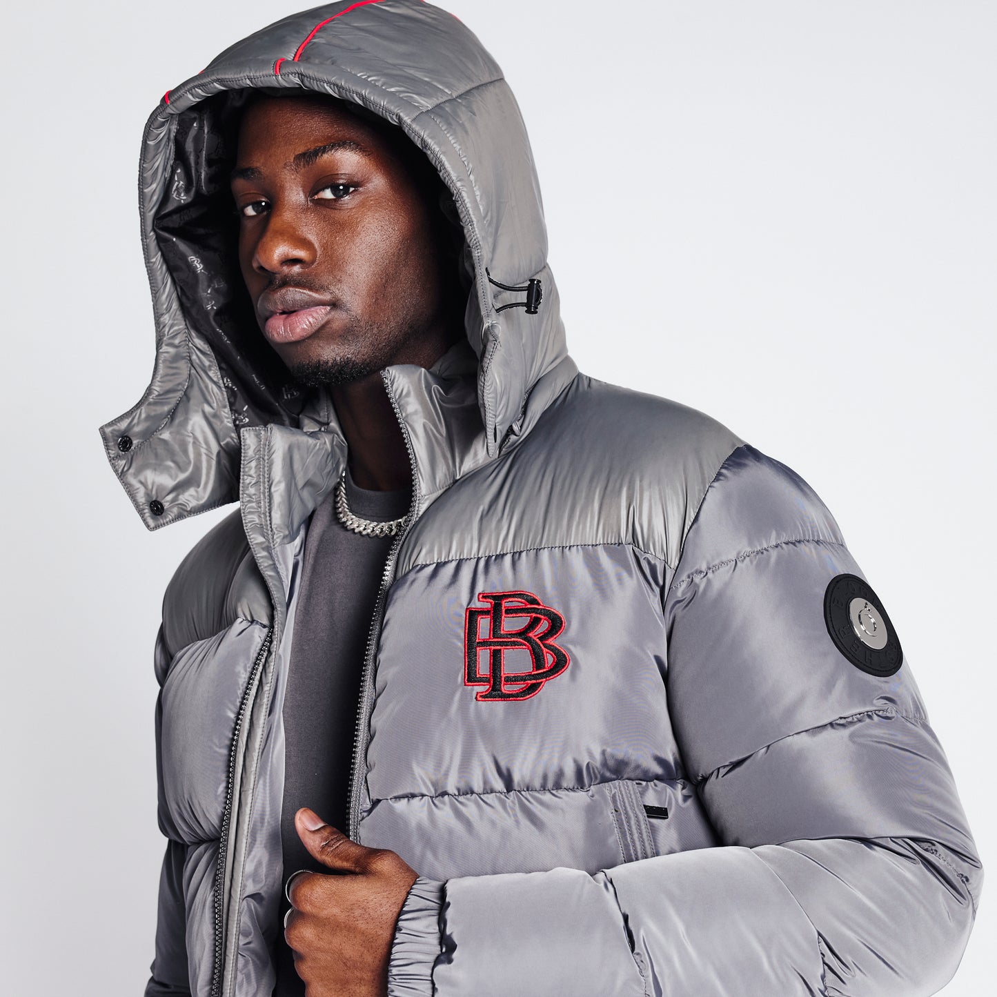 Short Puffer Jacket - Metallic Silver