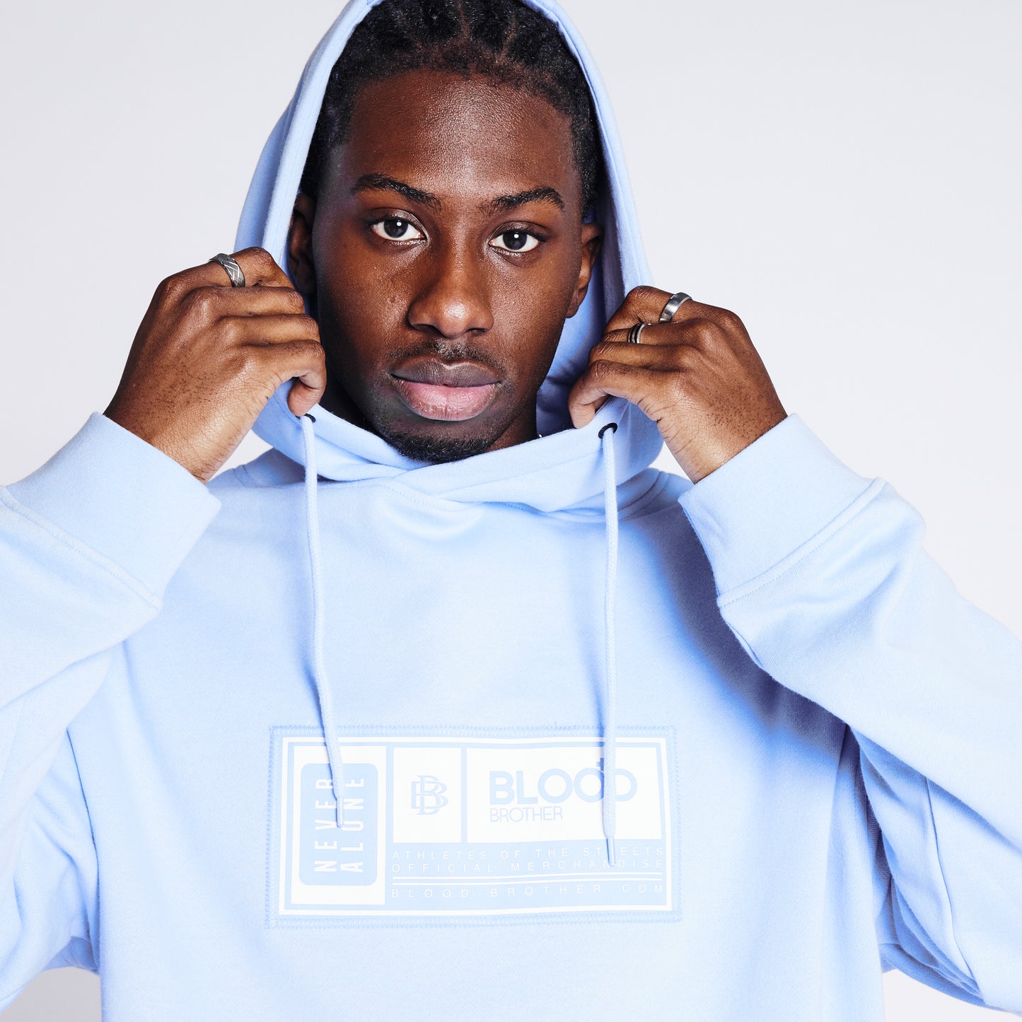 Badged Hoodie - Dusty Blue