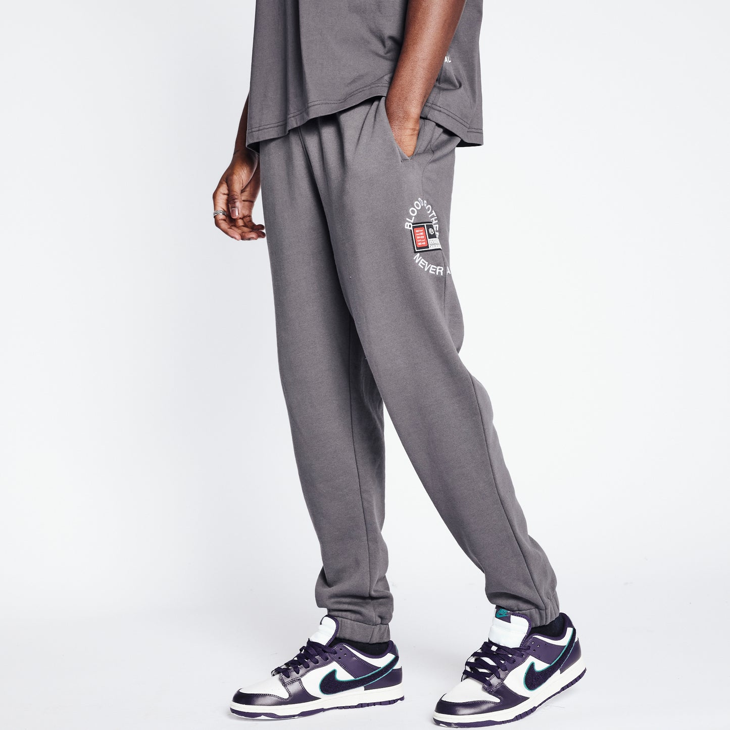Badged Basket Joggers - Dark Grey