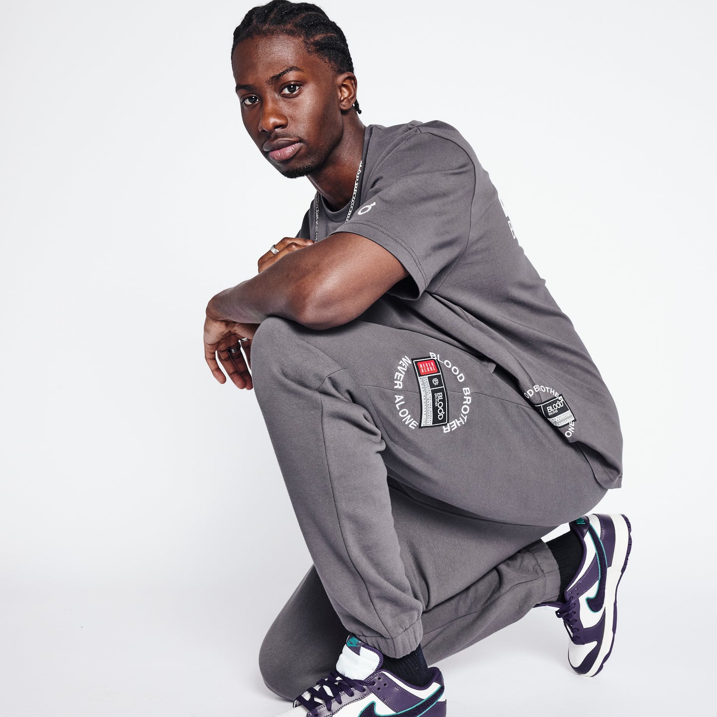 Badged Basket Joggers - Dark Grey
